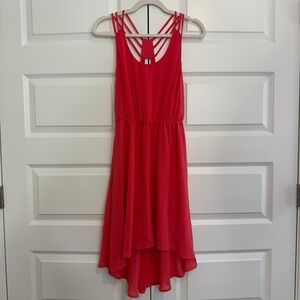 Lush | Hi-Lo‎ Sleeveless Strappy Back Dress in Coral